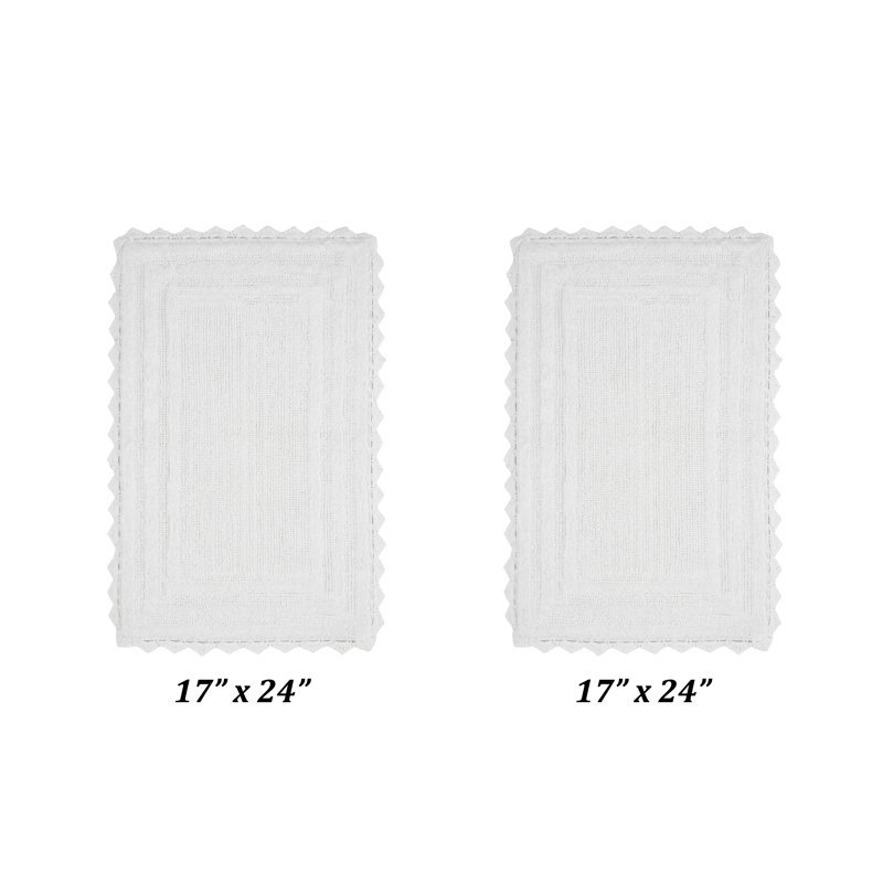 Rasika 100% Cotton Tufted 2 Piece Bathroom Rug Set, Reversible, Super Absorbent & Extra Soft Machine Washable Bath Rug Ideal for Shower & Tub Areas