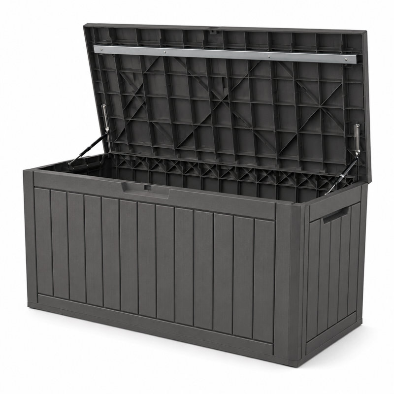 Emperic Design 100 Gallon Water Resistant Resin Lockable Outdoor Storage Deck Box