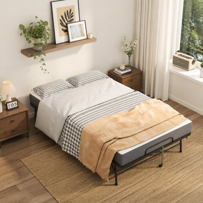 Wide Folding Bed for Tall People, Extra Long & Wide Rollaway Bed with 5" Memory Foam, Heavy-Duty 450lbs Capacity Guest Bed, Spacious Portable Twin Cot