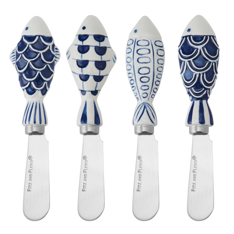 Fitz And Floyd Blue Fin Assorted Spreaders, Set Of 4