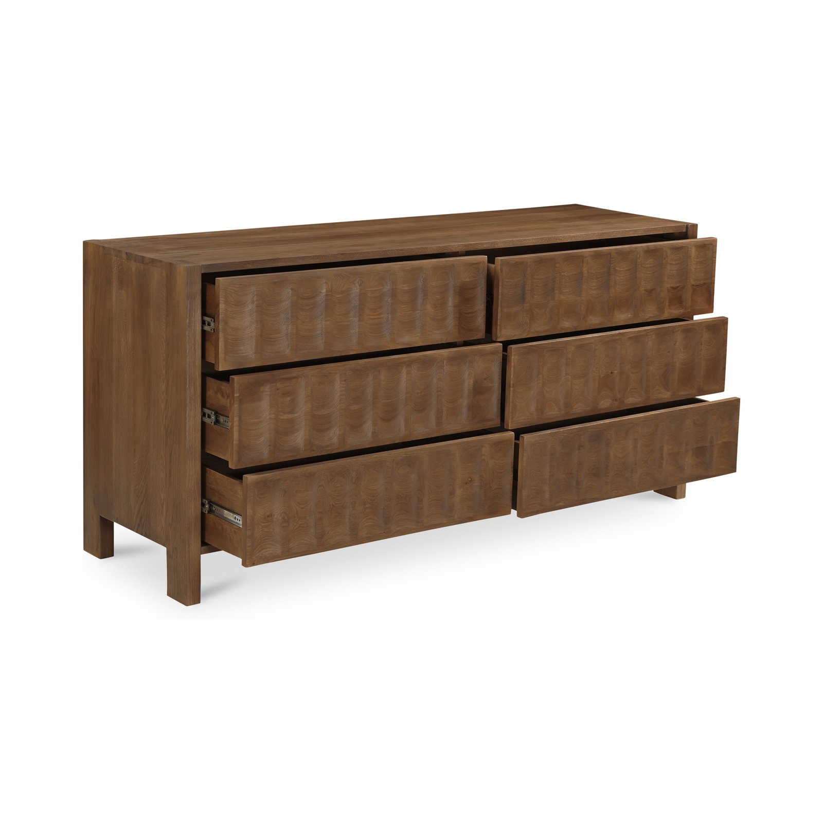 70" Oak 6-Drawer Dresser, Brown