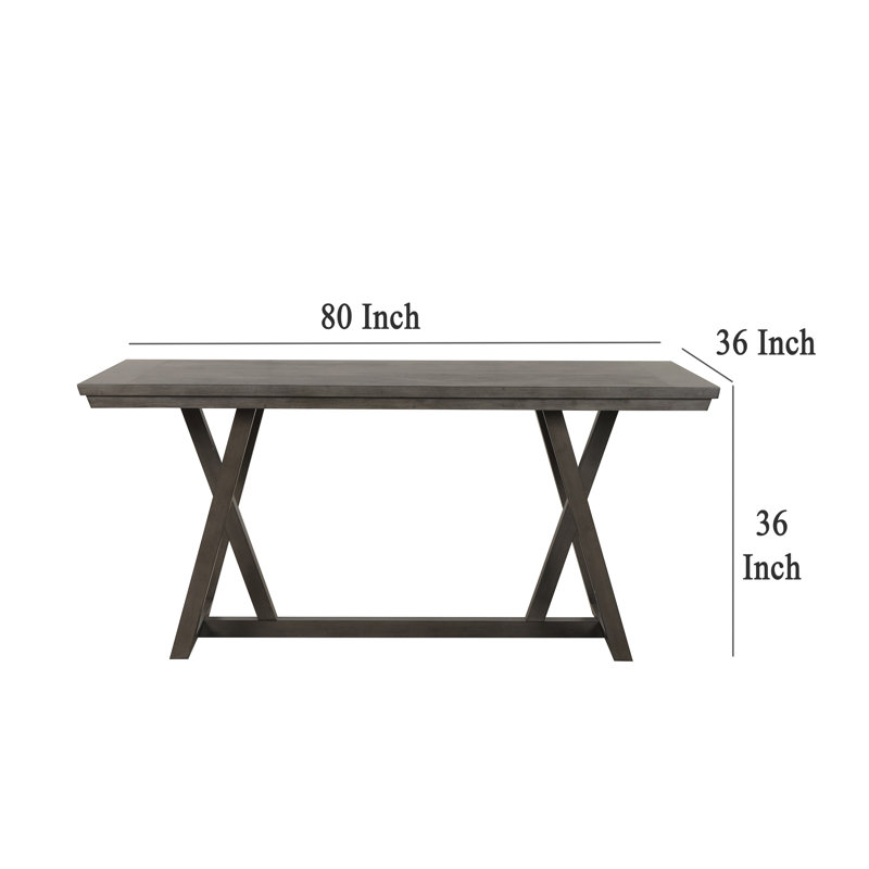 Table à hauteur de comptoir Ghy, bois d'acacia brun massif, rectangulaire 80 po, Brun café