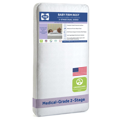 Sealy Baby Firm Rest Antibacterial 2 Stage Breathable Crib Mattress & Toddler Bed Mattress, GREENGUARD Gold Certified, 52" x 28"