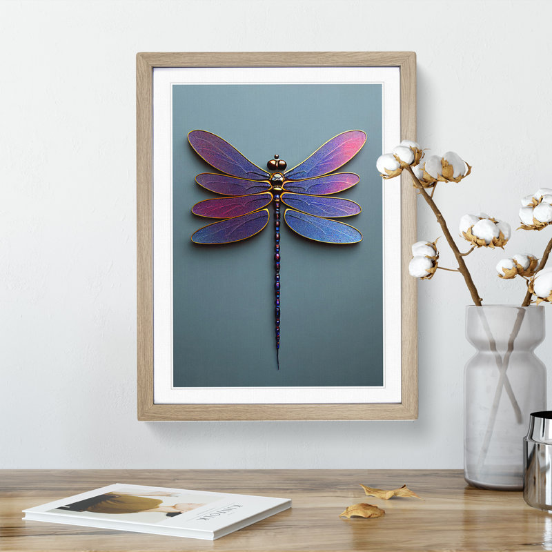XV1022-3631X Precious Dragonfly - Print, Oak Framed, 66cm H x 48cm W, White