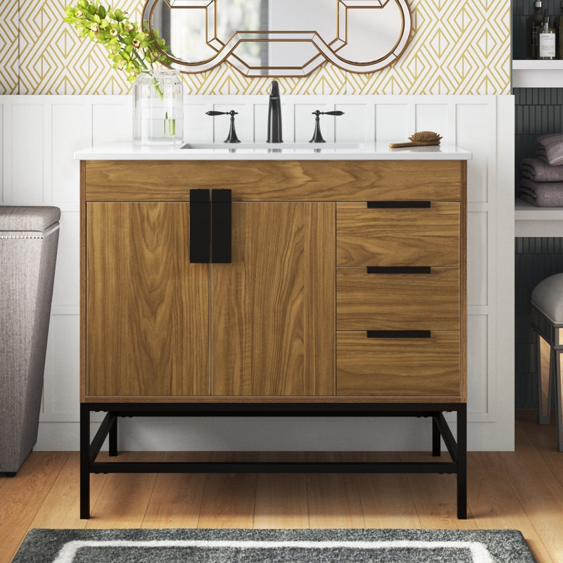 Ensemble de meuble-lavabo simple 36 po Eugene, Noyer brun