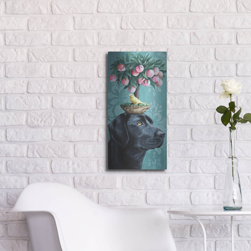  Art mural en métal, «Black Lab and Bird», par 12 po x 24 po, H 24 po x l 12 po