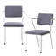 Ensemble de deux chaises d'appoint à dossier ouvert en tissu gris et blanc-788551036