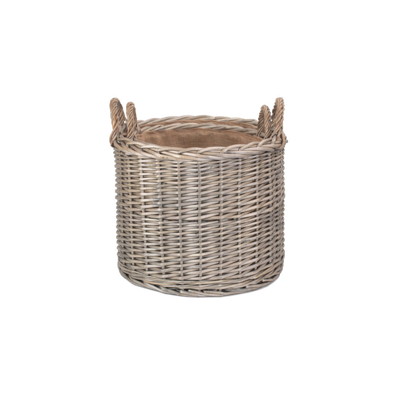 Wicker 2 Piece Lined Log Storage Basket Set