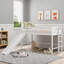 Structure de lit simple de taille mezzanine simple pour chambre d'enfant, fabrication en pin massif avec finition blanche et échelle amovible-1911077331