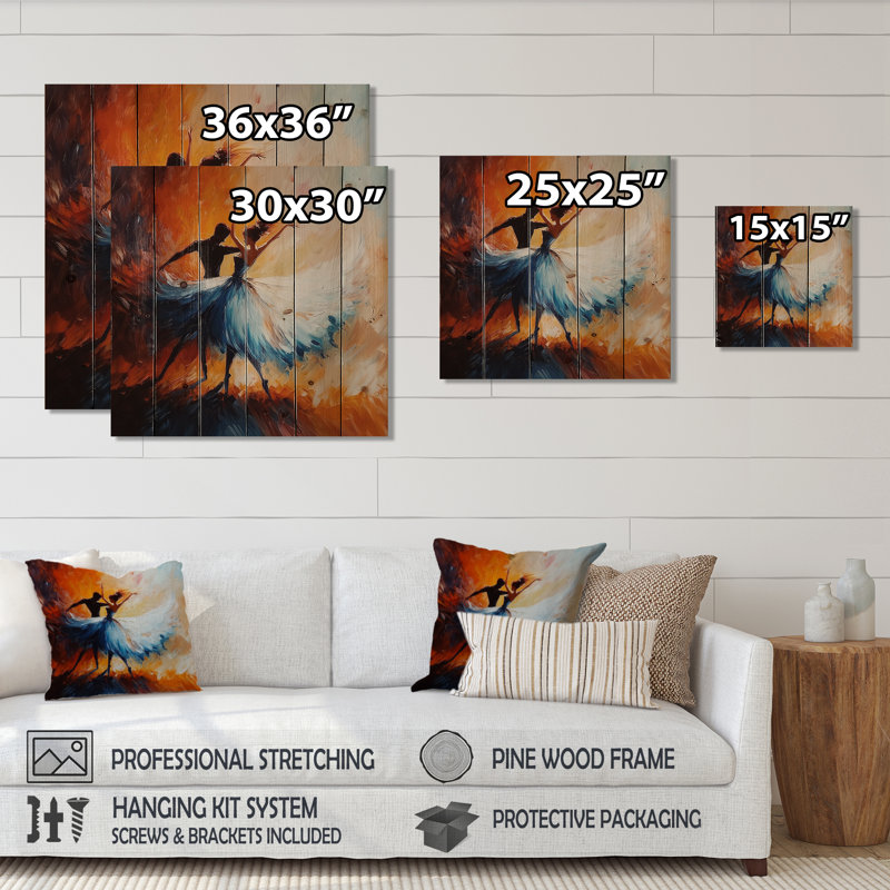 Summer Serenity Ballet Dance II - Art mural en bois glam sur bois de pin naturel, H 30 po x l 30 po