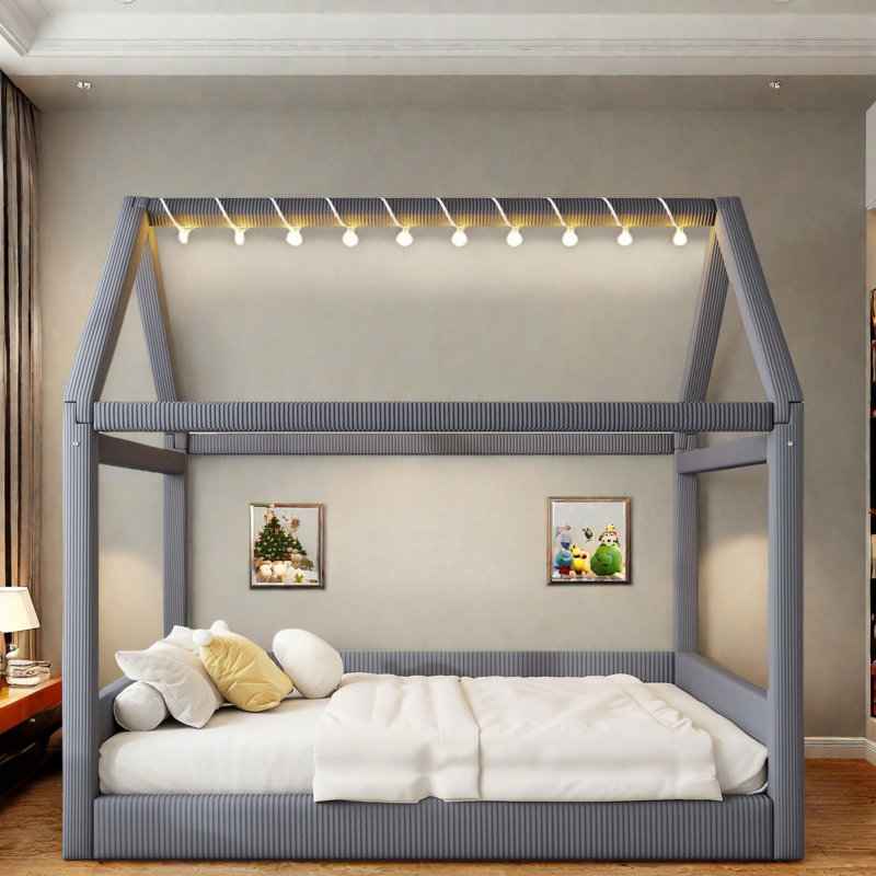 Upholstered Daybed With Led Light Strips, Gray