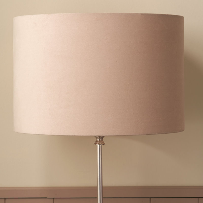 Rene Velvet Drum Lamp Shade ( Uno ), Cream, 23cm H x 35cm W x 35cm D