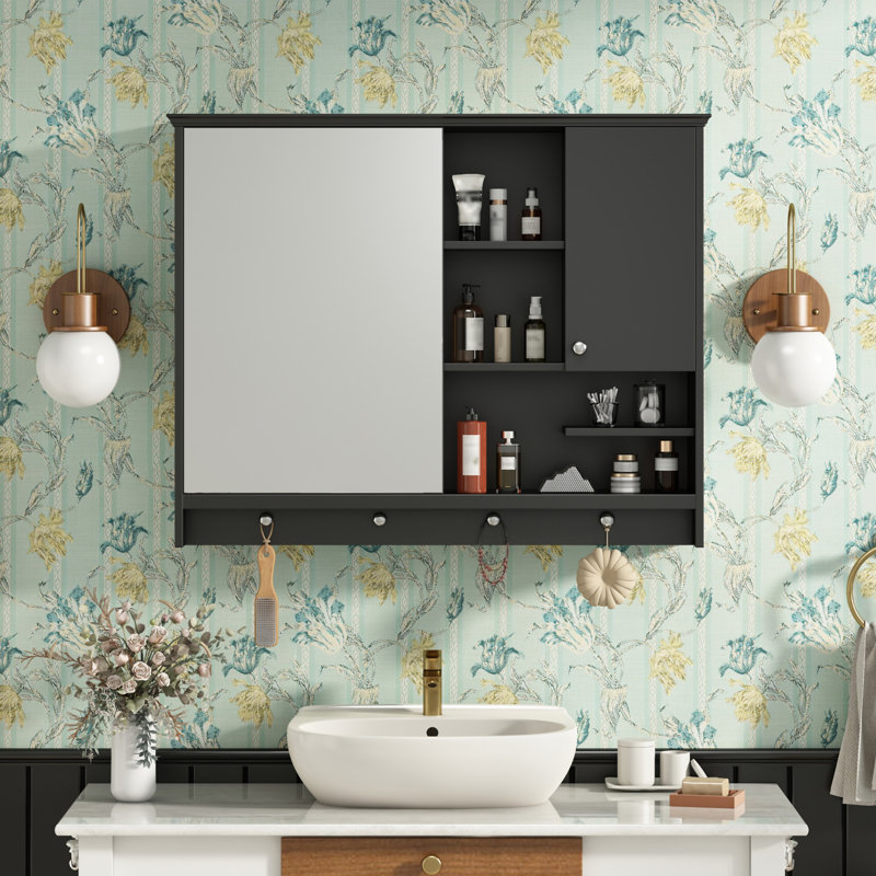 36 Inch Wall Mounted Medicine Cabinet, Black