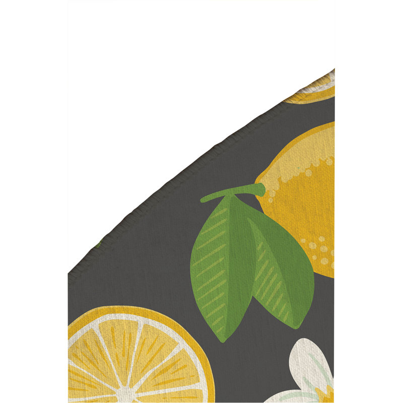 Tapis d'extérieur Lemmie, Gris anthracite, Rond 5 pi