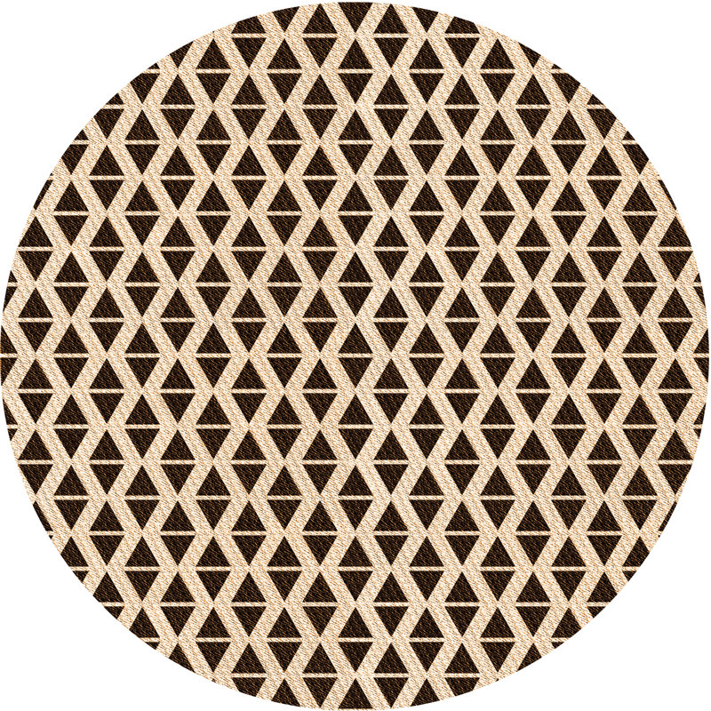 Tapis brun/gris en laine géométrique, Rond 5 pi