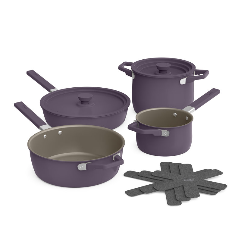 Bella 9 Piece Store More Cookware Set, Plum