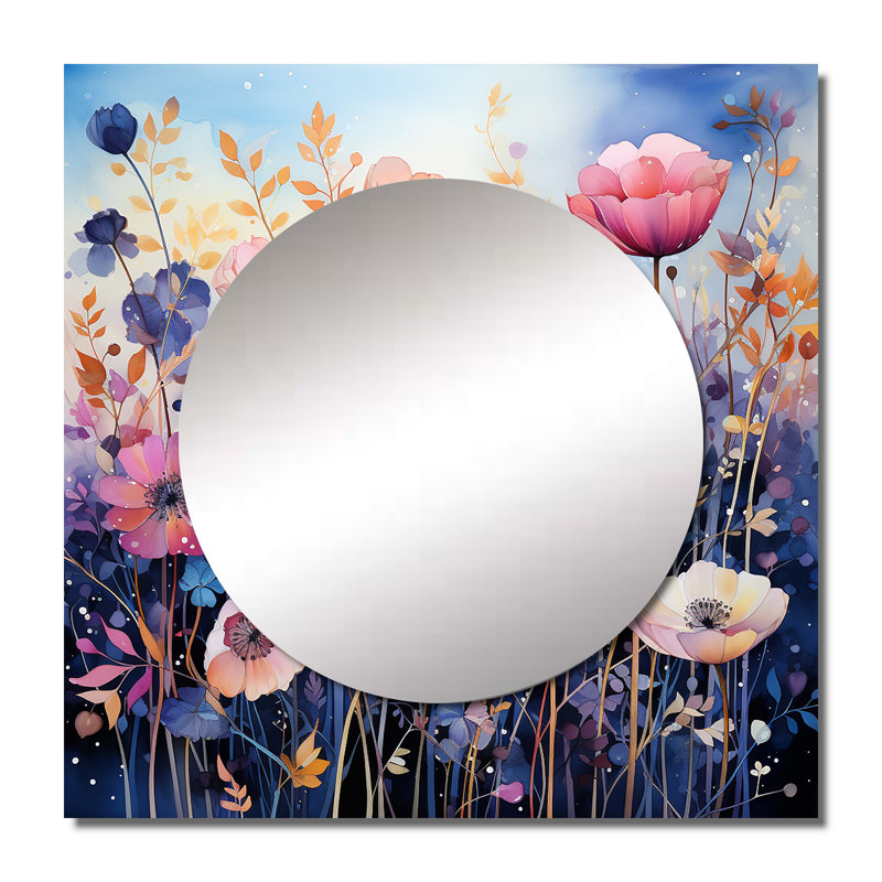 Theado - Miroir mural décoratif abstrait pour botanique pour chambre à coucher, 36 po x 36 po