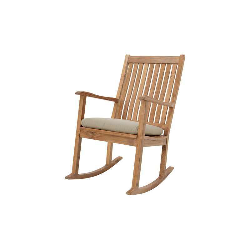 Chaise berçante en bois massif Huntington, Beige antique