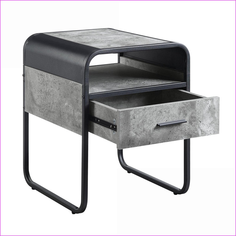 Gris béton Table basse noire moderne avec tiroir, peu encombrante Facile à assembler pour le salon