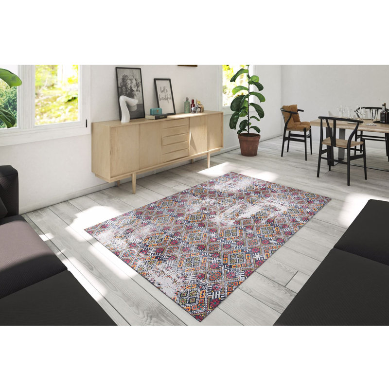 Luxurious Machine Washable Area Rug, 4.9 x 7.5 Feet, 100% Polyester, 1850 g/m², Pile Height: 0.2 inches | Eco-Friendly Recycled Poly Cotton Backing | Perfect for Living Room & Bedroom, Soft and Durable Design