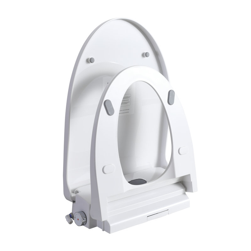 Smart Bidet Toilet Seat With Side Knob Adjustable Heated Seat With Water Temperature And Pressure Adjustment Portable Bidet With Automatic Nozzle Cleaning,Night Light,Only Seat