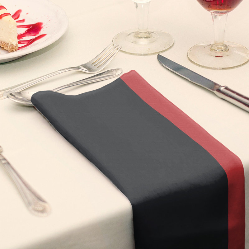 Striped Square Napkin, 22" W x 22" L, Charcoal/Torch Red/Volt Green, Cotton Twill