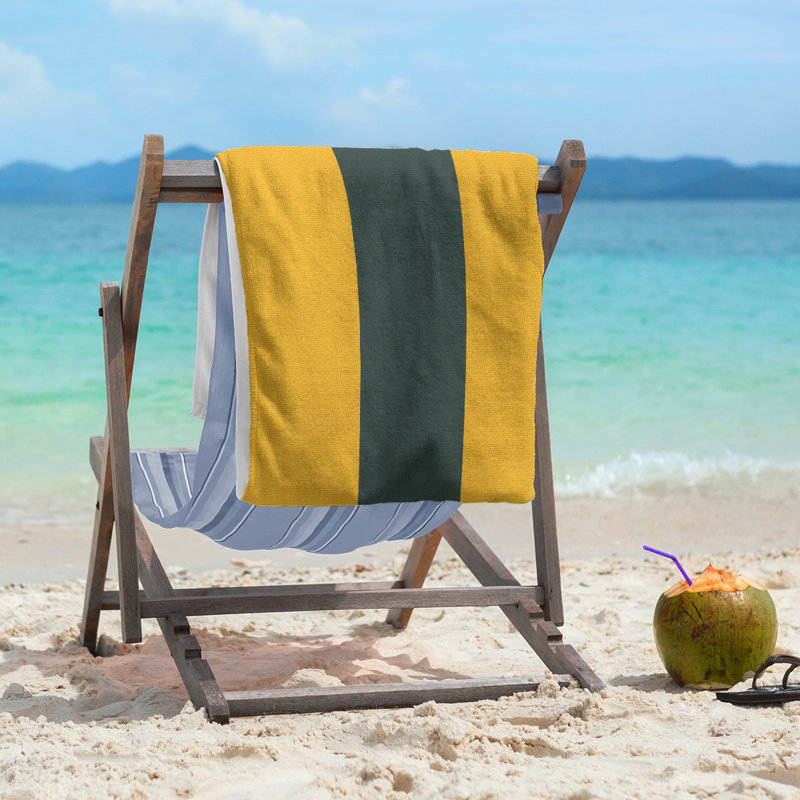 Beach Towel, Green/Yellow/Off White