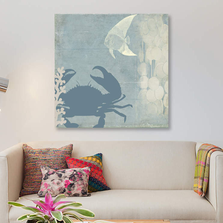 « ocean life ii », reproduction d’impression sur toile, H 12 po x l 12 po x P 1,5 po, Toile tendue, Pas de tapis