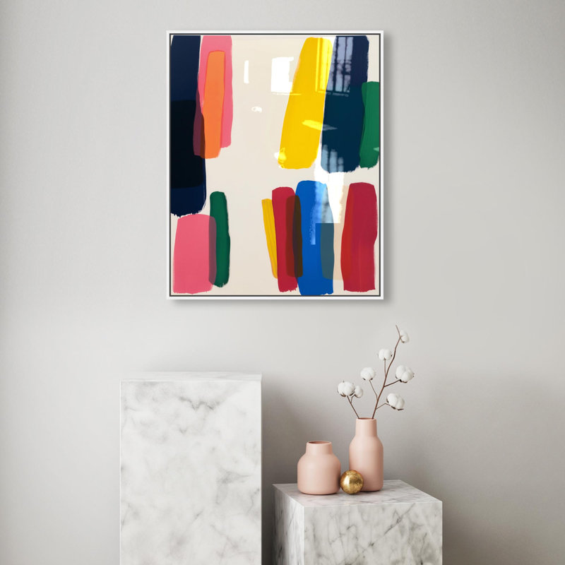 Oliver Gal CaliSunset Abstract - Hand-Applied Glass Coat Framed Canvas Art, White, 30" H x 24" W