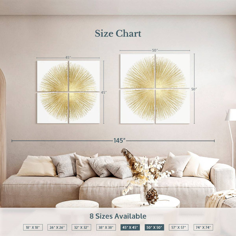 Avery Sunburst Soft Gold I, 45'' H x 45'' W