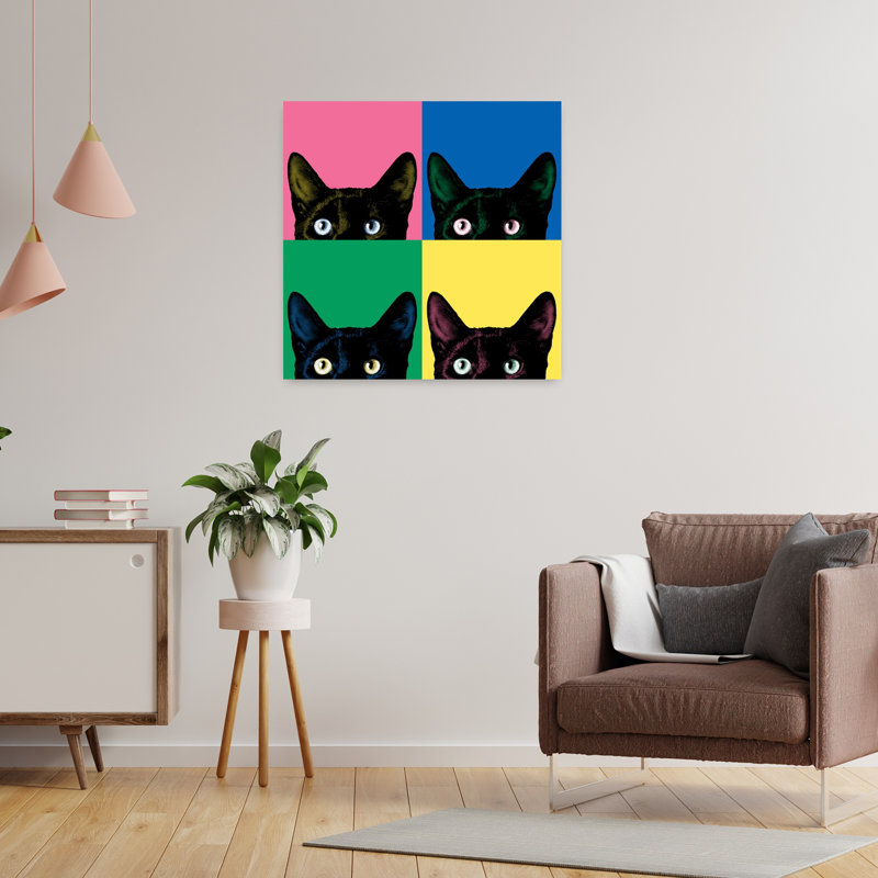 Curiosity Pop Contemporary Cat Art, 24" H x 24" W