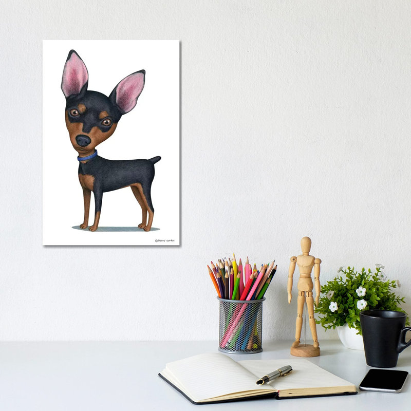 Pinscher miniature, H 12 po x l 8 po x P 0,75 po