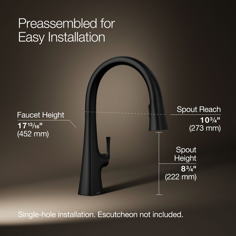 Graze Touchless Pull-Down Kitchen Sink Faucet with Voice Activation and Three-Function Sprayhead, Matte Black