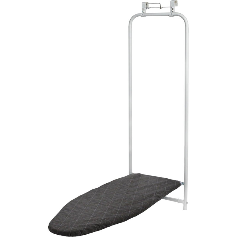 Planche à repasser au-dessus de la porte en acier avec housse en coton résistant aux brûlures, blanc