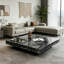 Table basse moderne carrée en faux marbre noir