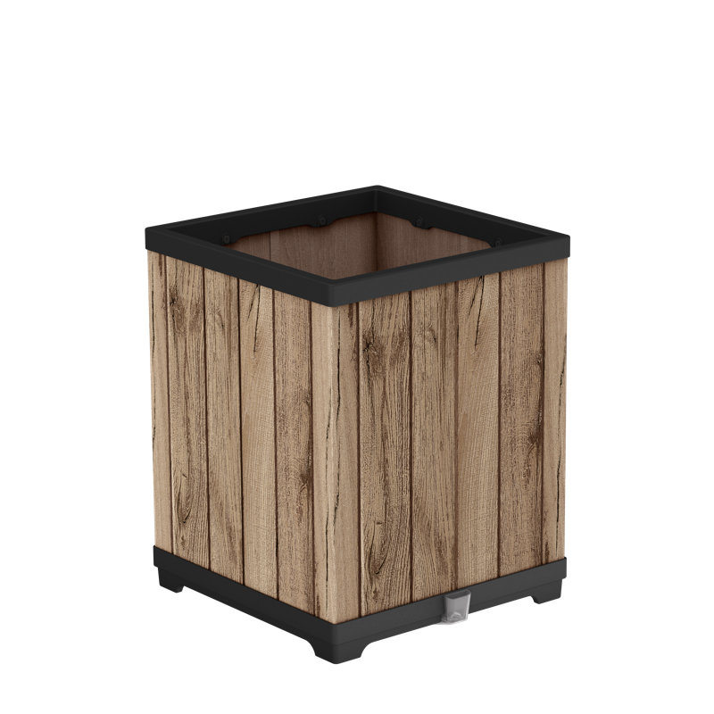 Keter Signature - Grand pot de fleurs carré en bois de 21,6 pouces pour l'intérieur ou l'extérieur, pin