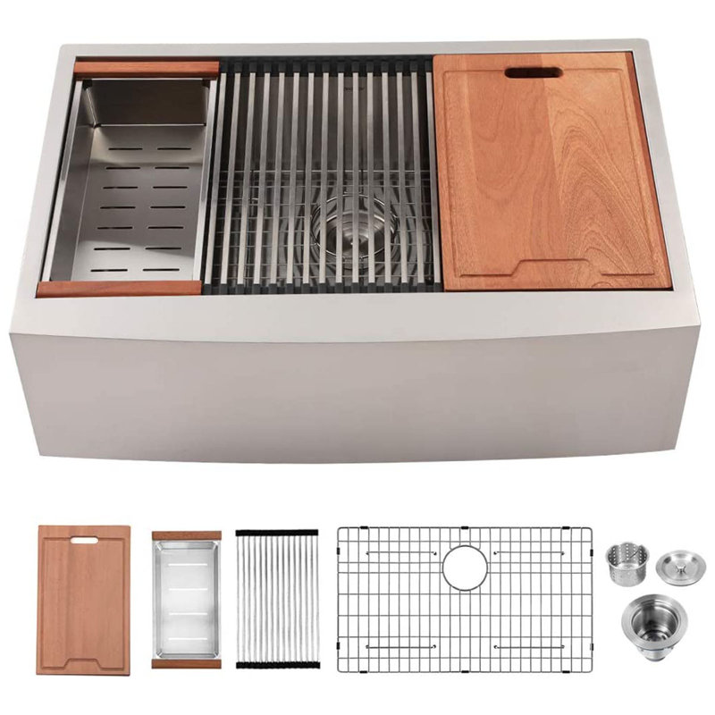 33'' L Farmhouse / Apron Single Bowl Stainless Steel Kitchen Sink