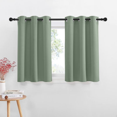 NICETOWN Blackout Small Window Valances, Rustic Farmhouse Curtains Grommet Top Thermal Insulated Window Drapes for Kitchen/Bathroom/Basement, 2 Panels.