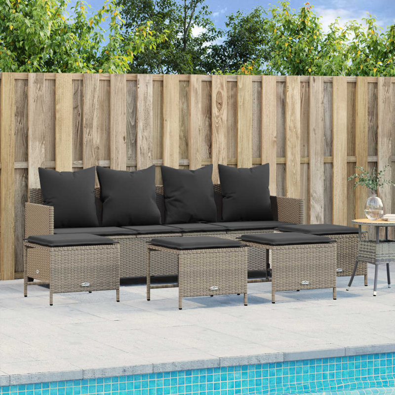  Ensemble de canapé de jardin gris clair, Gris foncé, Gris clair
