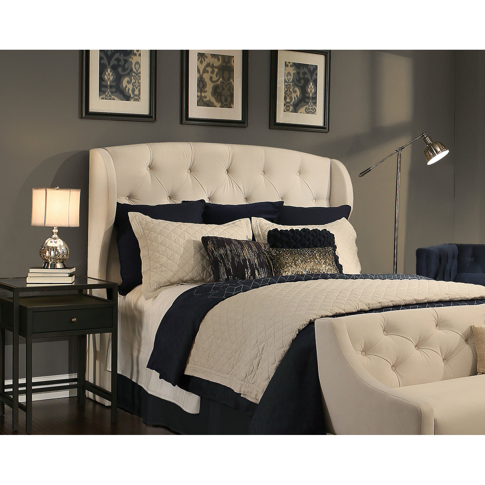 Sornson Upholstered Headboard, Queen/Full, Ivory