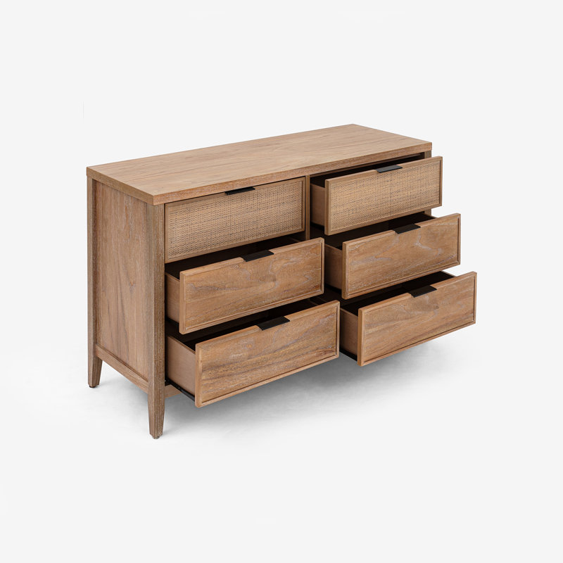 Kalana - Commode 6 tiroirs en rotin, Brun