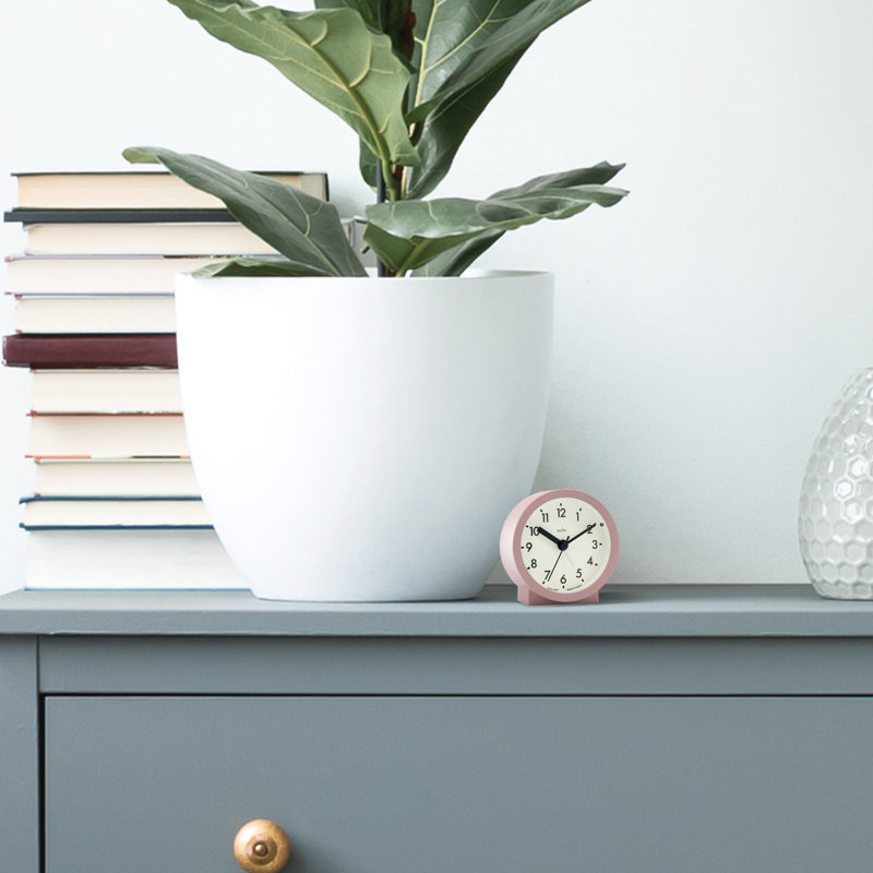 Acctim Gaby Small Analogue Contemporary Beside Alarm Clock, Dusty Rose