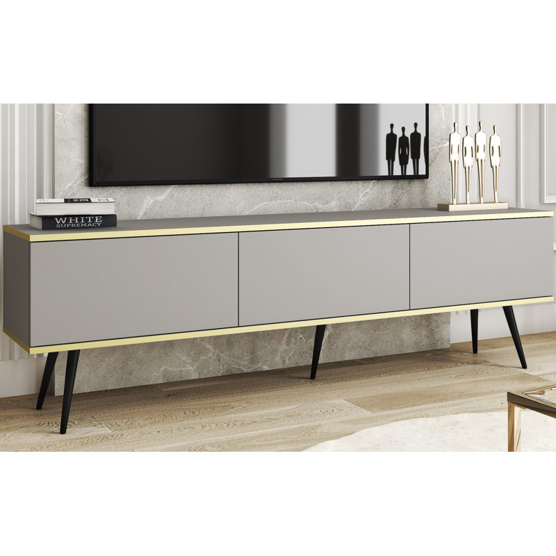 Madeline Unfinished TV Stand for TVs up to 78", Grey/Black
