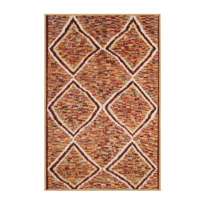 Tapis de zone rouge/brun contemporain