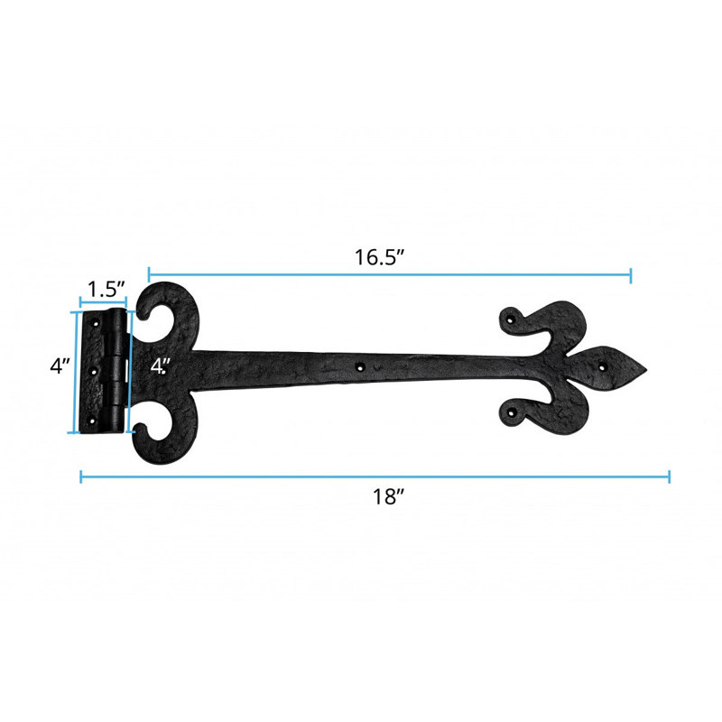 Charnière de porte simple à fixation en surface h 5,75 po x l 18 po
