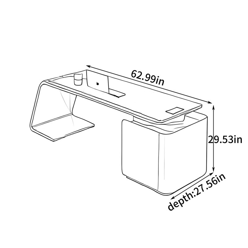 Bureau peint à l'italienne, H 29,53 po x l 62,99 po x P 27,56 po