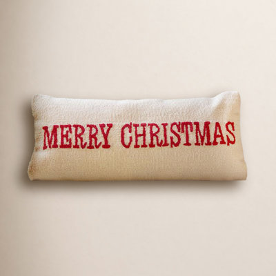 Hand-Hooked Merry Christmas Throw Pillow