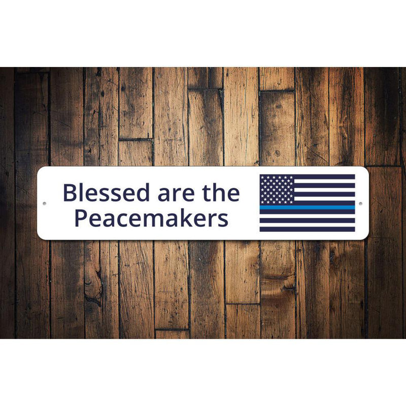 Enseigne en aluminium «Blessed Blue Line», H 4 po x l 18 po x P 0,04 po