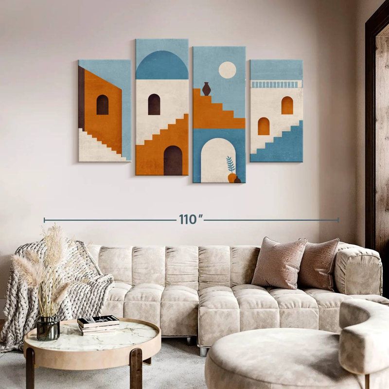«Minimalist Architecture XVIII» sur toile, reproduction de 4 pièces, H 54 po x l 84 po x P 1,25 po
