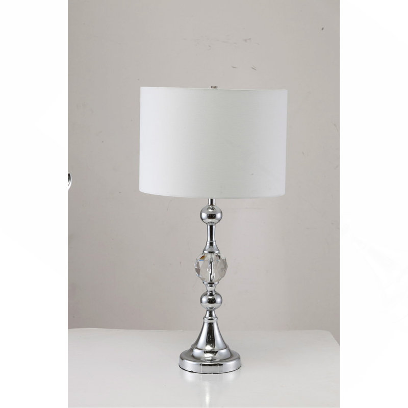 Lampe de table 29,5 "en métal" Leona "avec finition chromée et détails en cristal